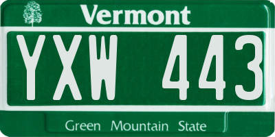 VT license plate YXW443