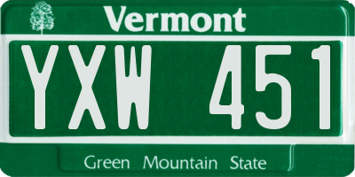 VT license plate YXW451