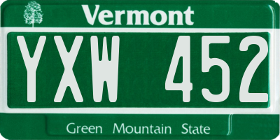 VT license plate YXW452