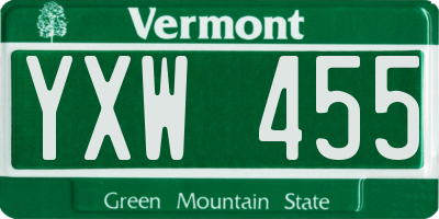 VT license plate YXW455