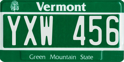 VT license plate YXW456