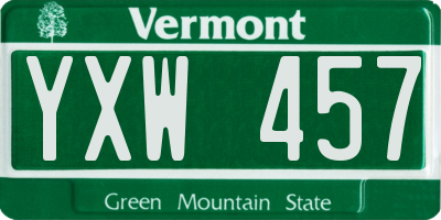 VT license plate YXW457