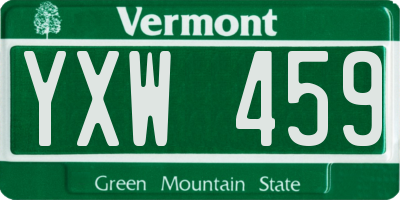 VT license plate YXW459