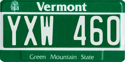 VT license plate YXW460