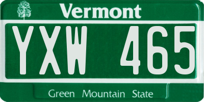 VT license plate YXW465