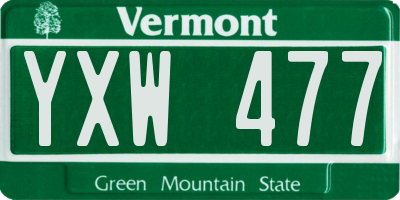 VT license plate YXW477