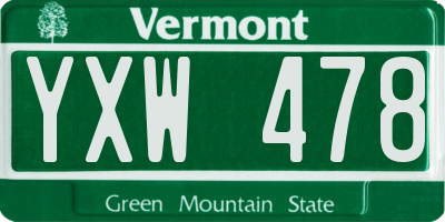 VT license plate YXW478