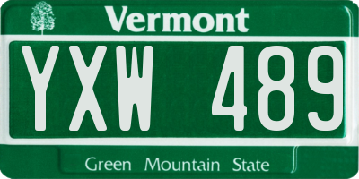 VT license plate YXW489