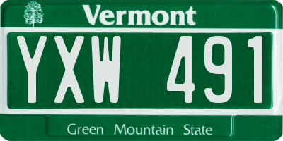 VT license plate YXW491