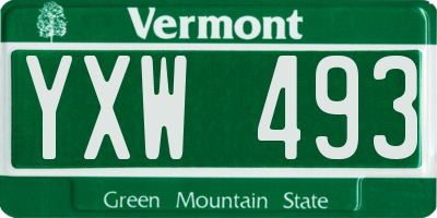 VT license plate YXW493