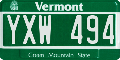 VT license plate YXW494