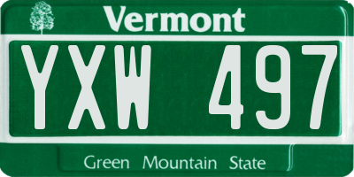 VT license plate YXW497