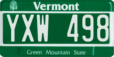 VT license plate YXW498