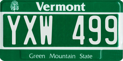 VT license plate YXW499