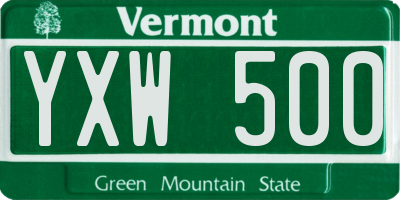 VT license plate YXW500