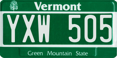 VT license plate YXW505