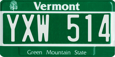 VT license plate YXW514