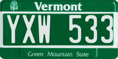 VT license plate YXW533