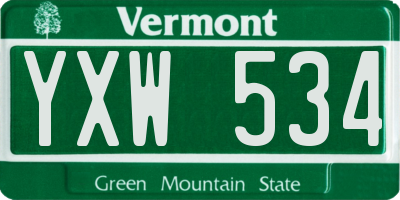 VT license plate YXW534