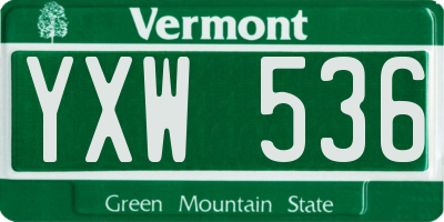 VT license plate YXW536