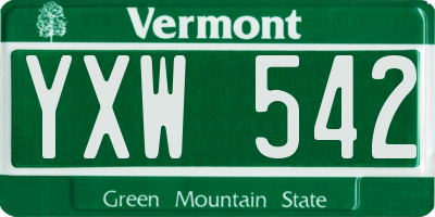 VT license plate YXW542