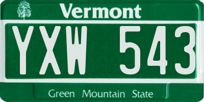 VT license plate YXW543