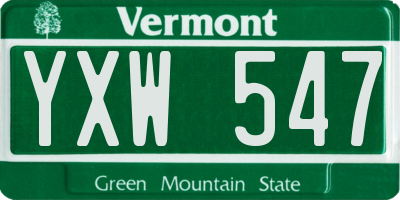 VT license plate YXW547