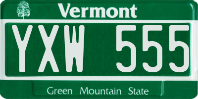 VT license plate YXW555
