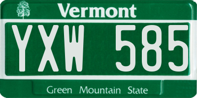 VT license plate YXW585