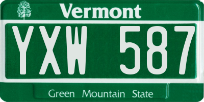 VT license plate YXW587