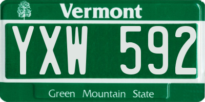 VT license plate YXW592