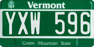VT license plate YXW596