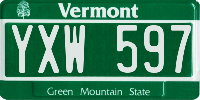 VT license plate YXW597
