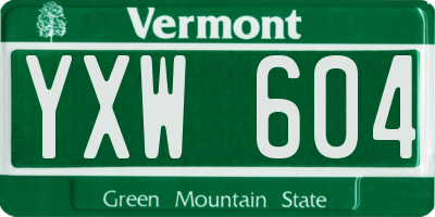 VT license plate YXW604