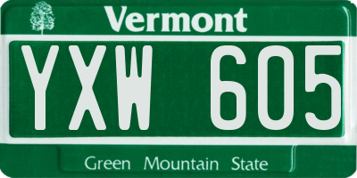VT license plate YXW605