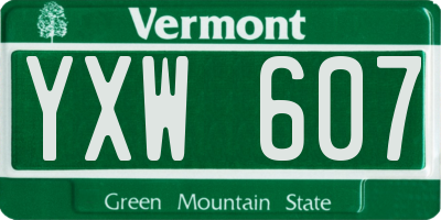 VT license plate YXW607