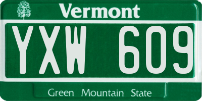 VT license plate YXW609