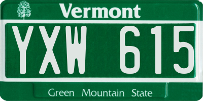 VT license plate YXW615