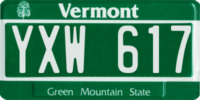 VT license plate YXW617