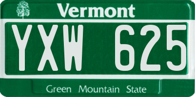 VT license plate YXW625
