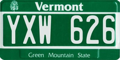 VT license plate YXW626