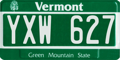 VT license plate YXW627