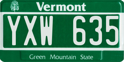 VT license plate YXW635