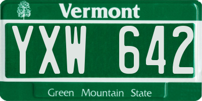 VT license plate YXW642