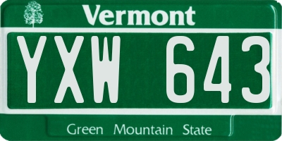 VT license plate YXW643