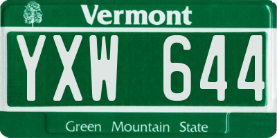 VT license plate YXW644