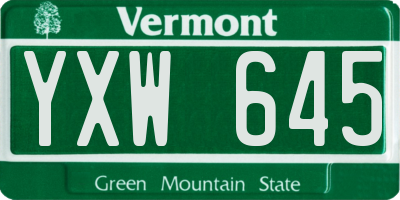 VT license plate YXW645