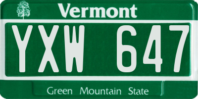 VT license plate YXW647
