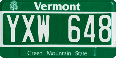 VT license plate YXW648