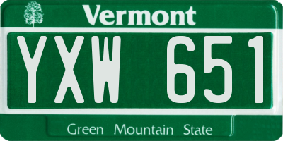 VT license plate YXW651